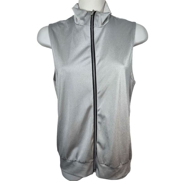 Kelle Metallic Silver Vest Dance Costume Size L Unisex Child Zip Up Kids Youth - Picture 2 of 9